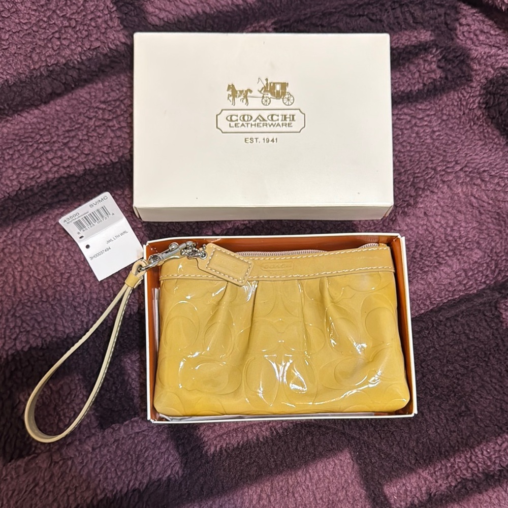 Coach Yellow Leather Wristlet Clutch